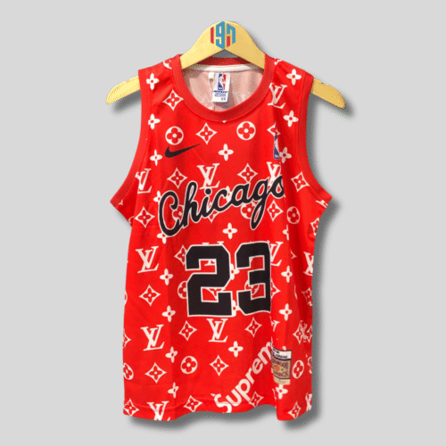 CHICAGO BULLS MICHAEL JORDAN 23 | MEN'S RED CUSTOM BASKETBALL JERSEY LV SUPREME | MENS JORDAN JERSEY