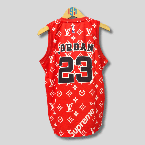 CHICAGO BULLS MICHAEL JORDAN 23 | MEN'S RED CUSTOM BASKETBALL JERSEY LV SUPREME | MENS JORDAN JERSEY