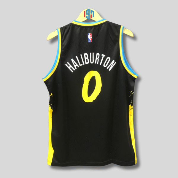 INDIANA PACERS INDYS TYRESE HALIBURTON 0 MEN BLACK BASKETBALL JERSEY