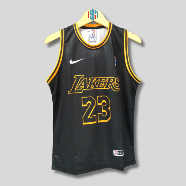 LOS ANGELES LAKERS LEBRON JAMES 23 MEN BLACK BASKETBALL JERSEY