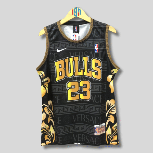 CHICAGO BULLS MICHAEL JORDAN 23 MEN’S BLACK VERSACE BASKETBALL JERSEY | MENS JORDAN JERSEY