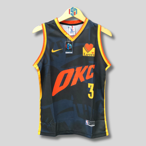 OKLAHOMA CITY THUNDER JOSH GIDDEY 3 MEN BLACK NAVY BASKETBALL JERSEY