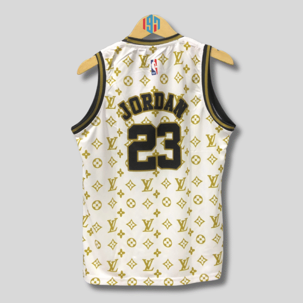 CHICAGO BULLS MICHAEL JORDAN 23 | MEN'S CUSTOM WHITE AND GOLD LV BASKETBALL JERSEY | MENS JORDAN JERSEY