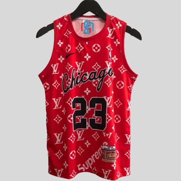 CHICAGO MICHAEL JORDAN 23 | MEN'S CUSTOM BASKETBALL JERSEY LV SUPREME LOGO