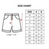 Size chart for shorts