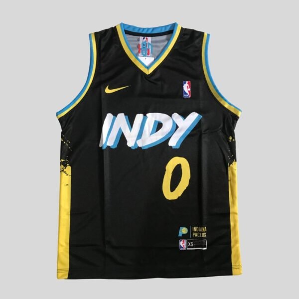 INDIANA PACERS INDYS TYRESE HALIBURTON #0 MEN'S BLACK SINGLET JERSEY