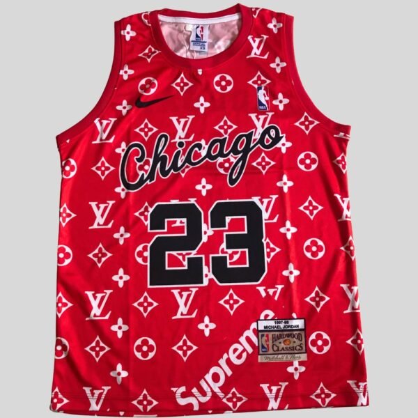 CHICAGO MICHAEL JORDAN 23 | MEN'S CUSTOM BASKETBALL JERSEY LV SUPREME LOGO