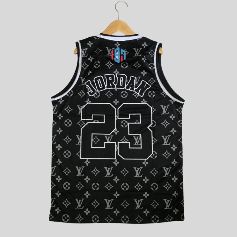 CHICAGO BULLS MICHAEL JORDAN 23 | MEN'S BLACK CUSTOM BASKETBALL JERSEY LV LOGO