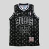 CHICAGO BULLS MICHAEL JORDAN 23 | MEN'S BLACK CUSTOM BASKETBALL JERSEY LV LOGO