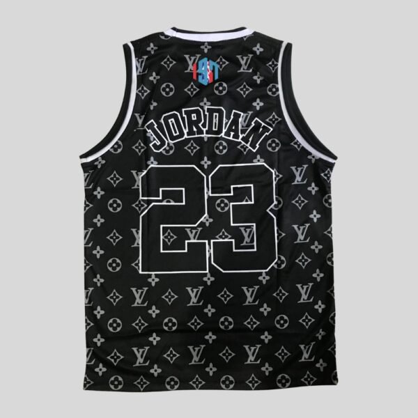 CHICAGO BULLS MICHAEL JORDAN 23 | MEN'S BLACK CUSTOM BASKETBALL JERSEY LV LOGO