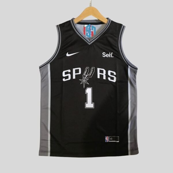 SAN ANTONIO SPURS VICTOR WEMBANYAMA 1 MEN'S CUSTOM BLACK REPLICA JERSEY