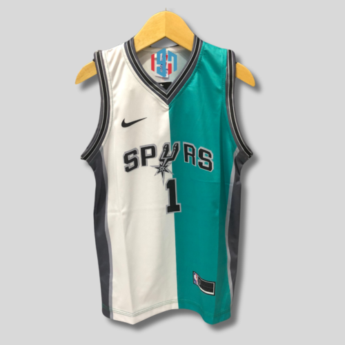 SAN ANTONIO SPURS VICTOR WEMBANYAMA 1 KID'S CUSTOM WHITE TEAL REPLICA JERSEY