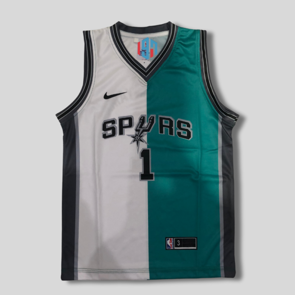 SAN ANTONIO SPURS VICTOR WEMBANYAMA 1 KID'S CUSTOM WHITE TEAL REPLICA JERSEY