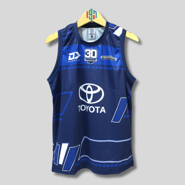 cowboys men singlet 1 N O R T H QUEENSLAND COWBOYS MEN'S TRAINING JERSEY | MENS CUSTOM REPLICA BLUE TRAINING SINGLE