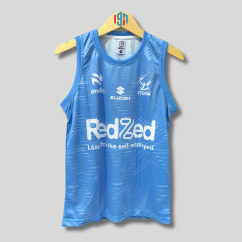 MELBOURNE S T O R M MEN'S TRAINING SINGLET | MENS CUSTOM REPLICA TRAINING SINGLET BLUE