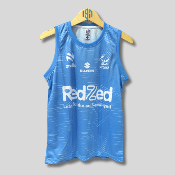 MELBOURNE S T O R M MEN'S TRAINING SINGLET | MENS CUSTOM REPLICA TRAINING SINGLET BLUE