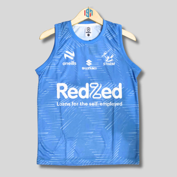 MELBOURNE S T O R M MEN'S TRAINING SINGLET | MENS CUSTOM REPLICA TRAINING SINGLET BLUE