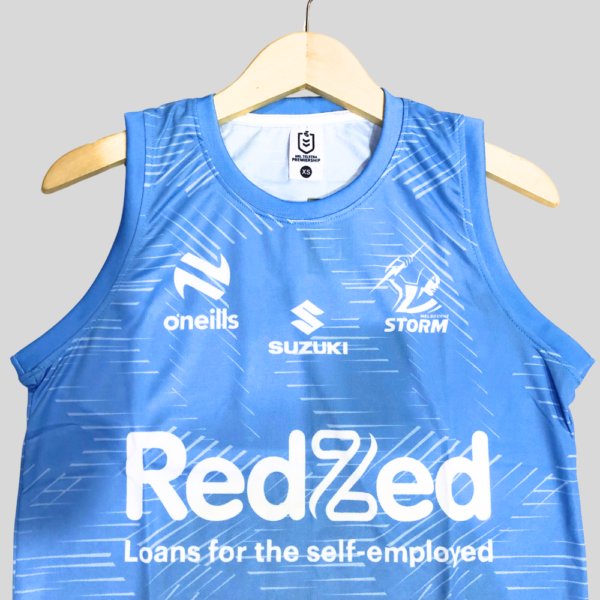 MELBOURNE S T O R M MEN'S TRAINING SINGLET | MENS CUSTOM REPLICA TRAINING SINGLET BLUE
