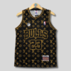 CHICAGO BULLS MICHAEL JORDAN 23 | MEN'S BLACK AND GOLD CUSTOM BASKETBALL JERSEY LV LOGO