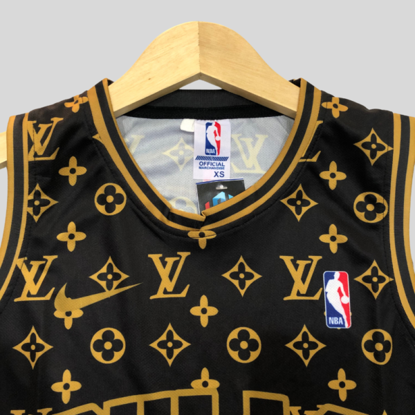 CHICAGO BULLS MICHAEL JORDAN 23 | MEN'S BLACK AND GOLD CUSTOM BASKETBALL JERSEY LV LOGO
