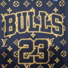 CHICAGO BULLS MICHAEL JORDAN 23 | MEN'S BLACK AND GOLD CUSTOM BASKETBALL JERSEY LV LOGO